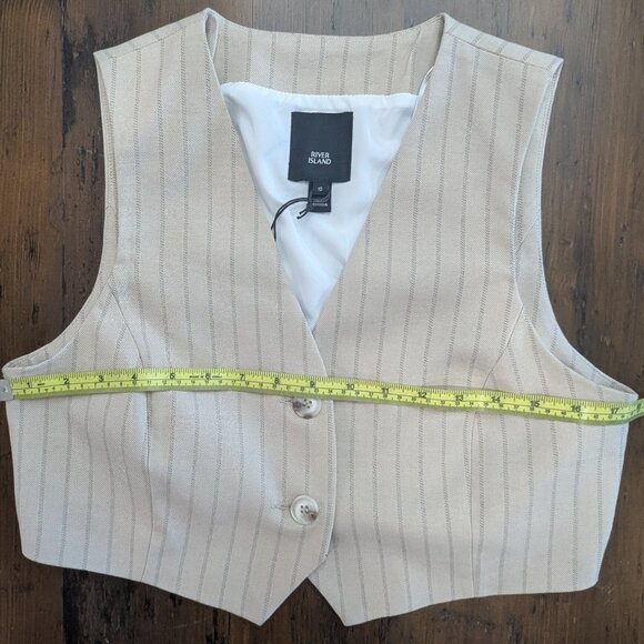 River Island, cropped, sophisticated pinstriped vest - US S - Picture 5 of 8